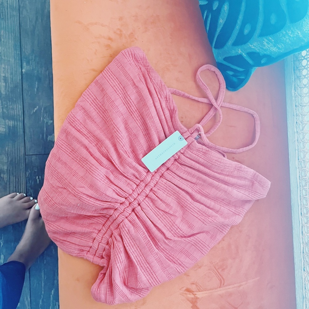 Anthropologie Pilcro Ruched Ribbed Halter NWT